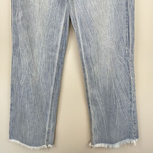 Kancan Estilo Jeans Womens Size 3/25 (26X31) Baggy Wide Leg Faded Blue Raw Hem - Picture 6 of 9